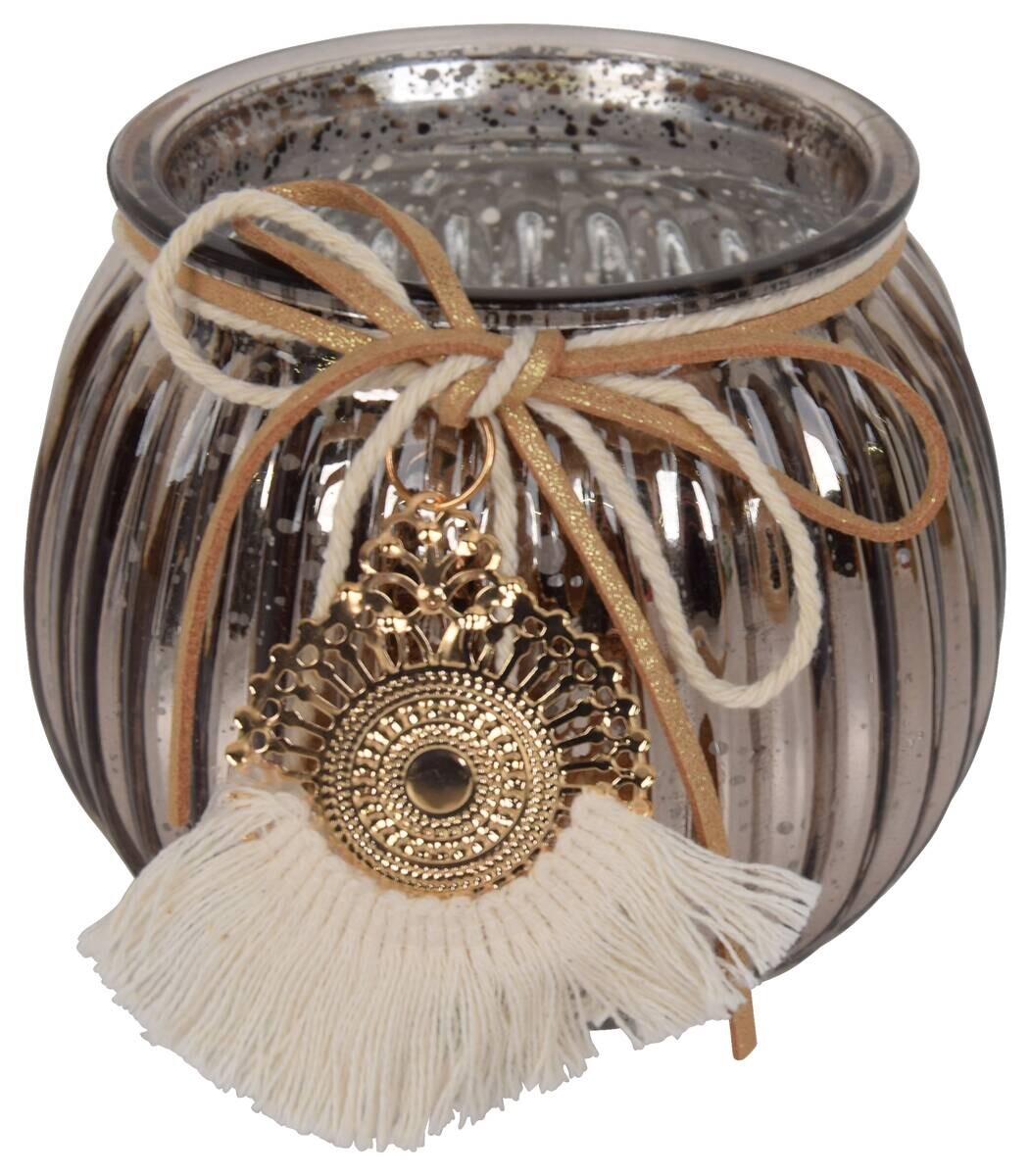 Windlicht gold Glas