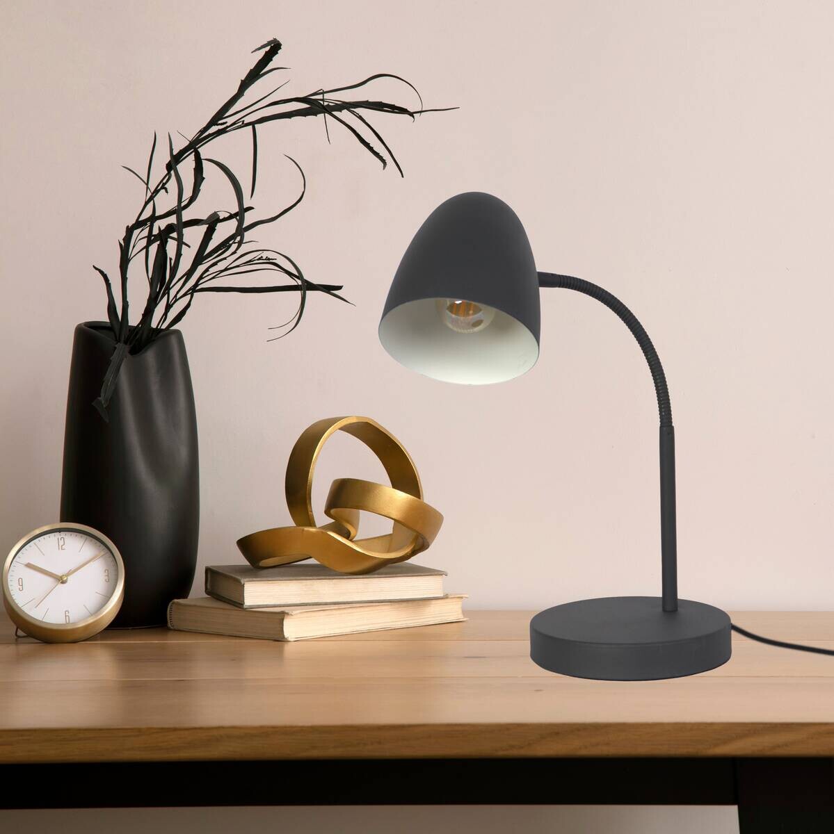 Nowa Tischleuchte 50870108 schwarz Metall B/H: ca. 15x40 cm E14 1 Brennstellen