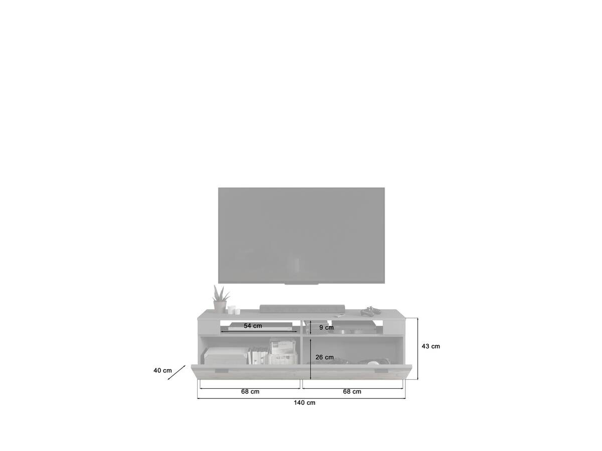 Wohnwand Freno grau matt Eiche Nox Oak Nachbildung B/H/T: ca. 350x195x40 cm