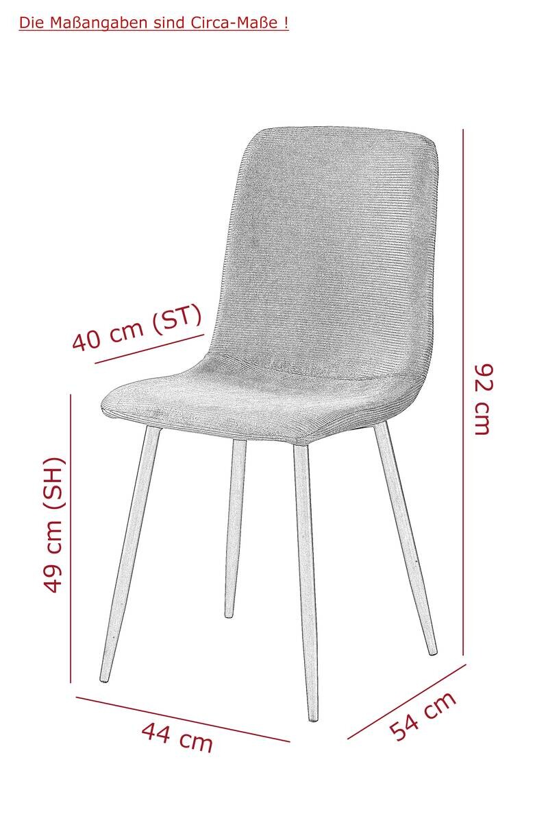 Stuhl Leipzig, 4er-Set anthrazit Microfaser B/H/T: ca. 44x92x54 cm