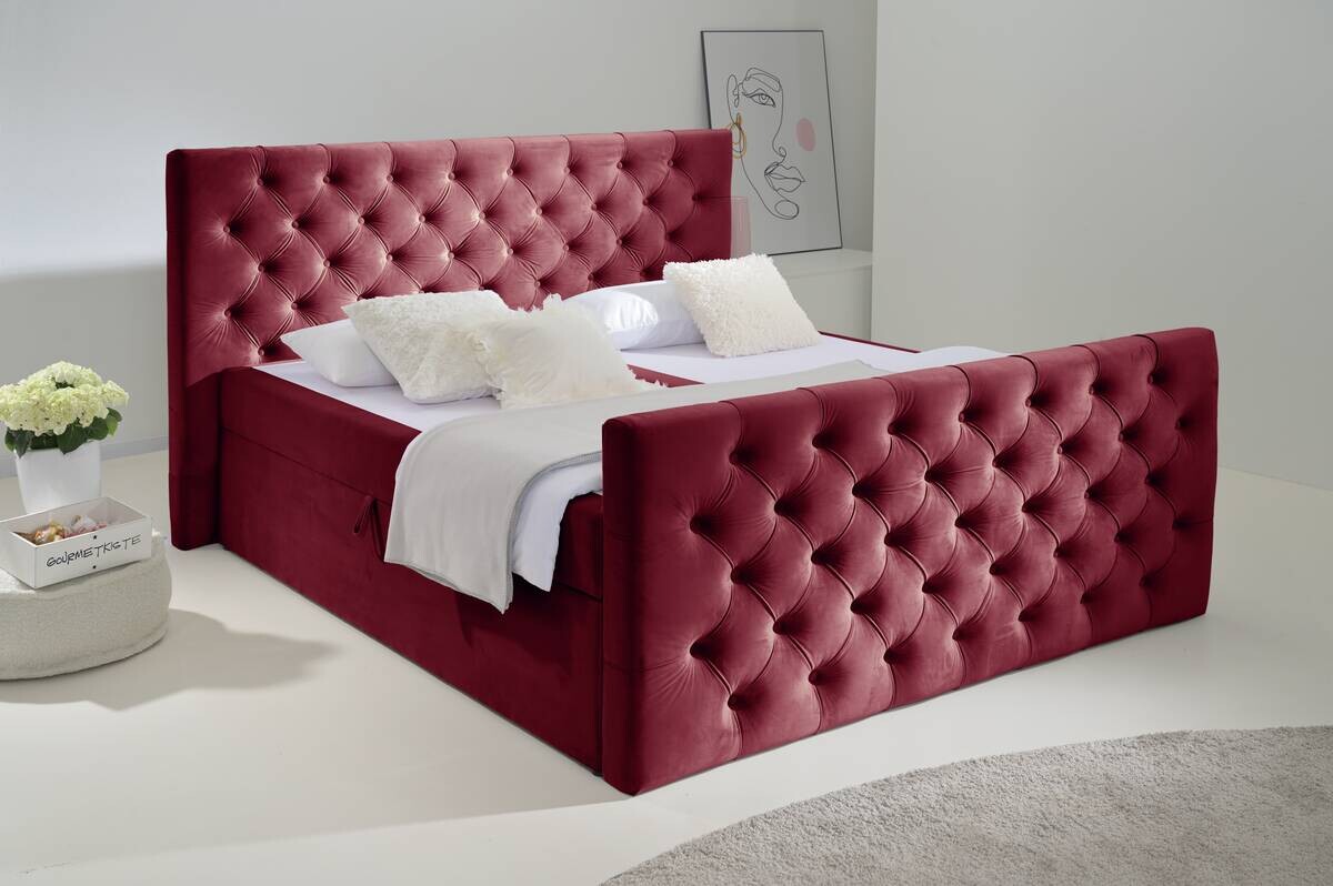 Boxbett Glow burgund Liegefläche B/L: ca. 180x200 cm