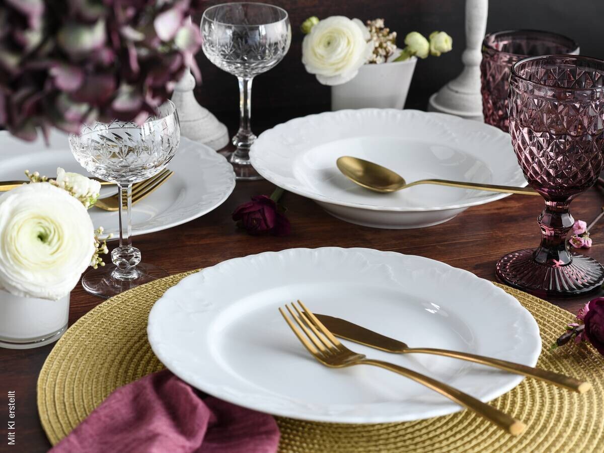 CreaTable Tafelservice Rokoko weiß Porzellan 12 tlg.
