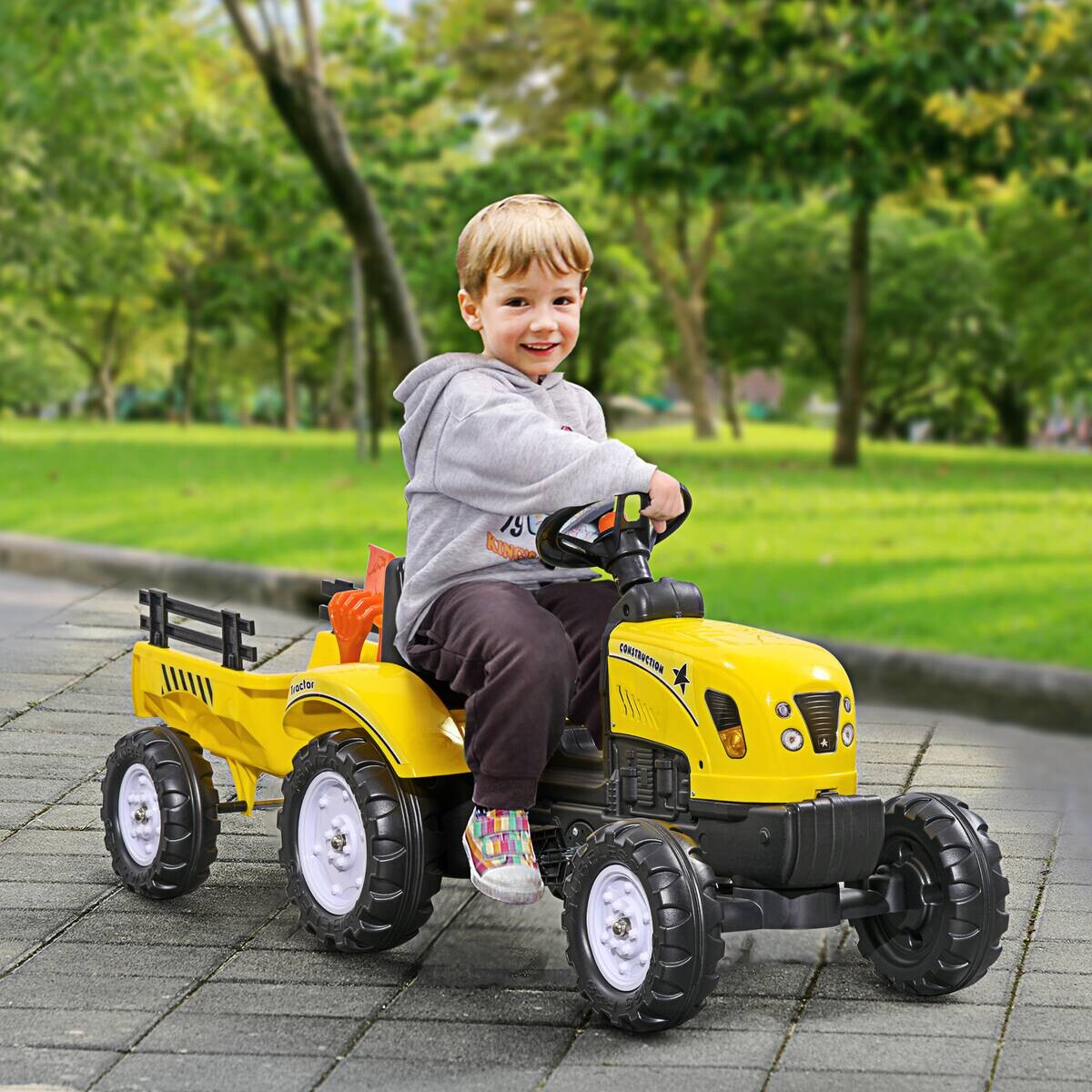 HOMCOM Kinder-Fahrzeug gelb B/H/L: ca. 42x133x51 cm