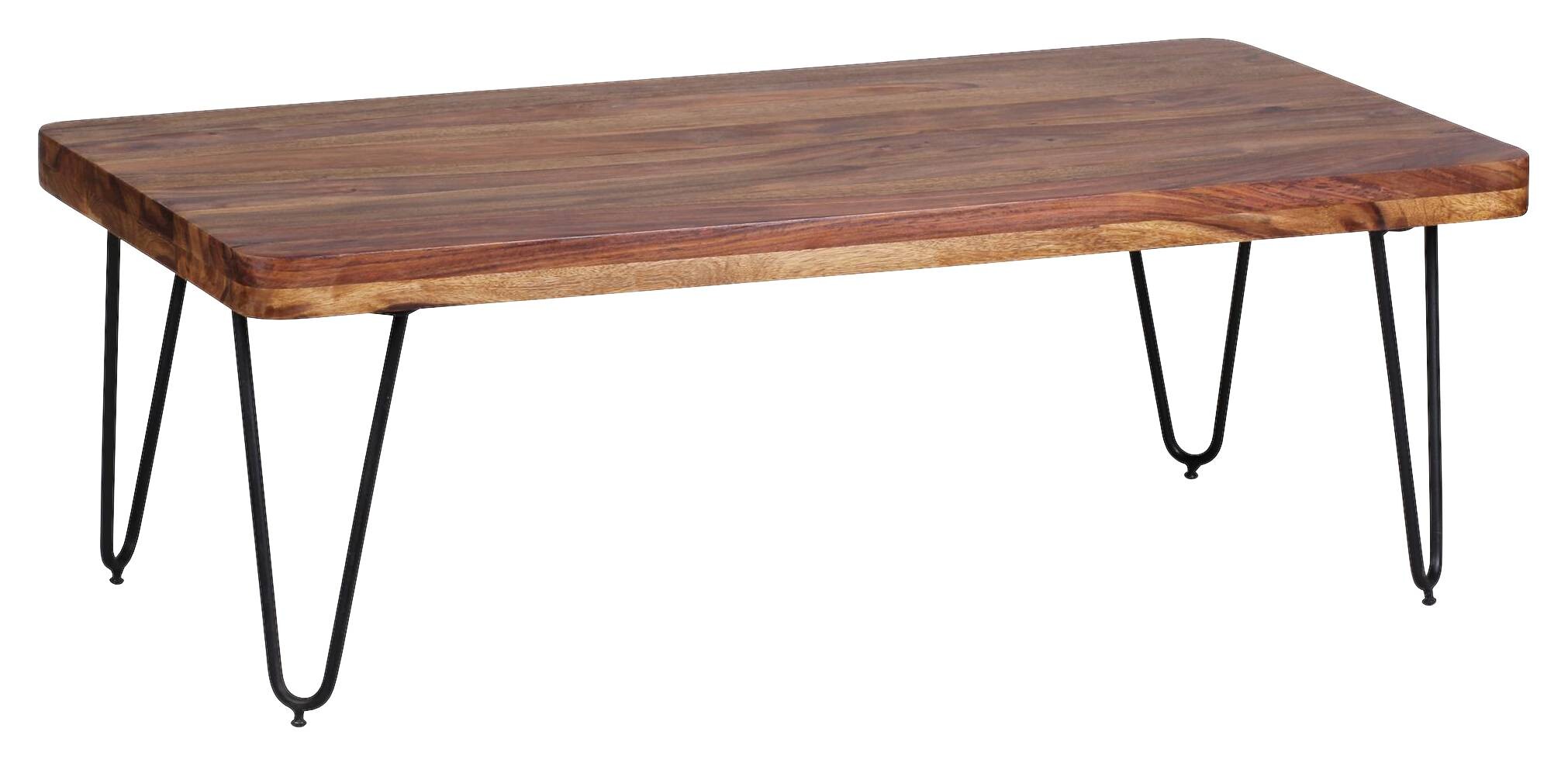 Wohnling Couchtisch natur schwarz Echtholz Metall B/H/T: ca. 115x40x60 cm