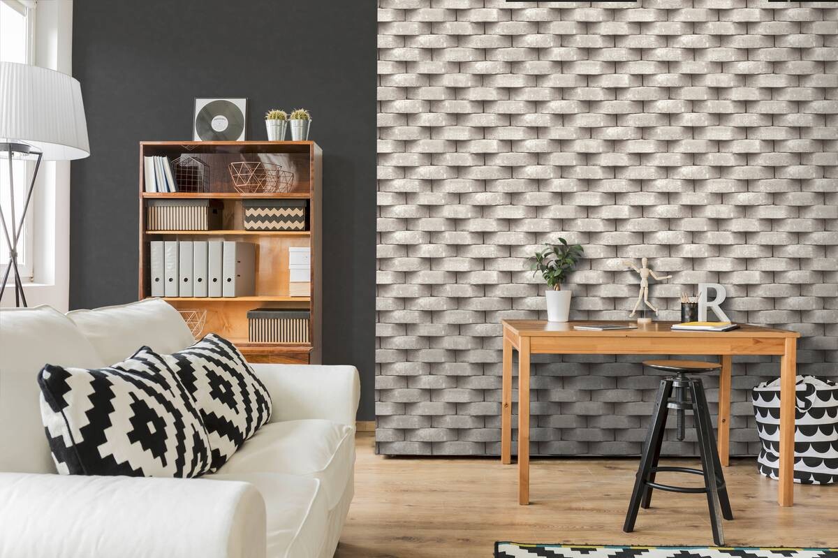 Vliestapete Steinoptik beige grau B/L: ca. 53x1005 cm