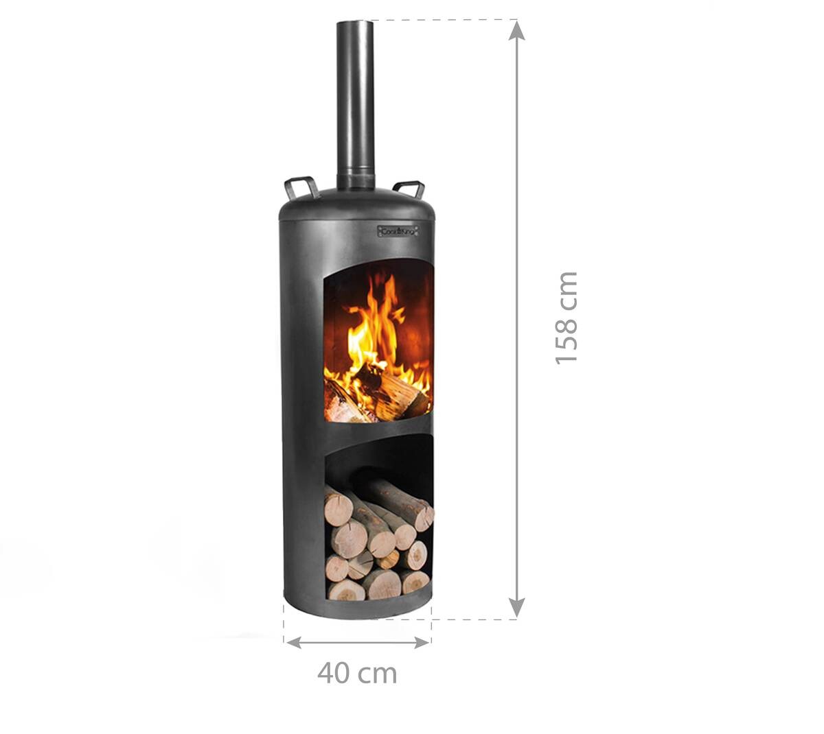 CookKing Gartenofen Faro schwarz Stahl B/H/T: ca. 40x158x40 cm