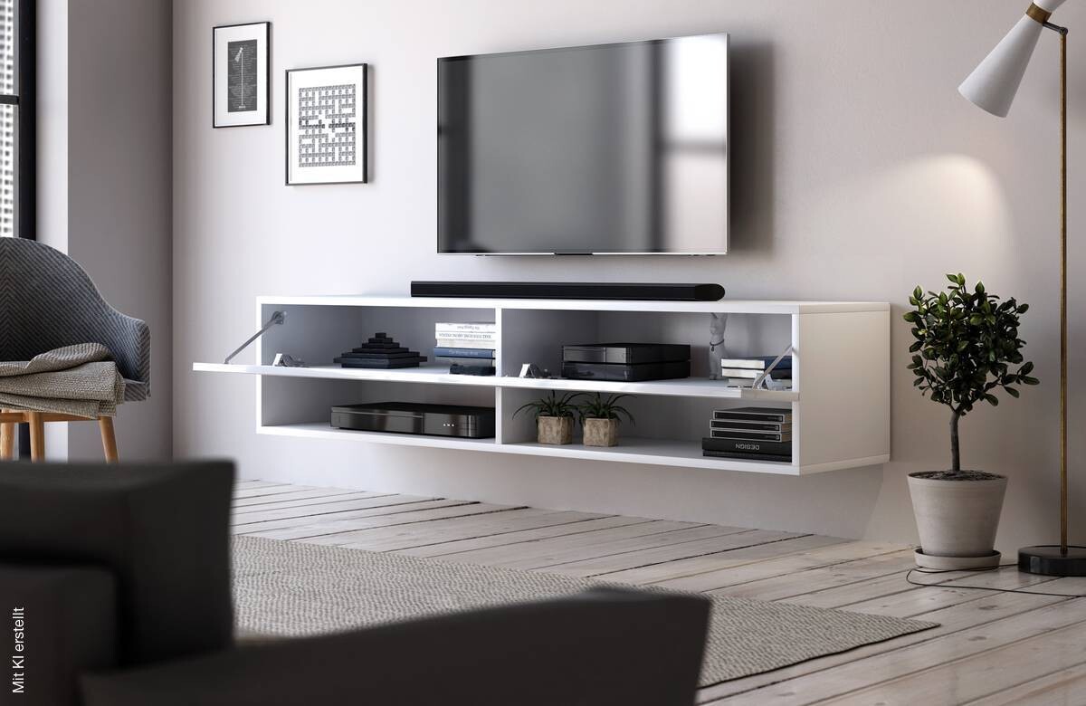 TV-Board Derby weiß matt weiß glänzend B/H/T: ca. 140x30x31 cm