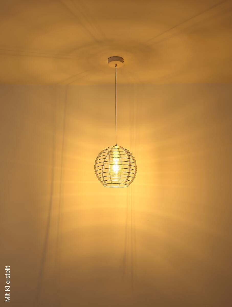 GLOBO Hängeleuchte Chrom weiß Metall Aluminium B/H/L: ca. 34x33x34 cm E27 1 Brennstellen