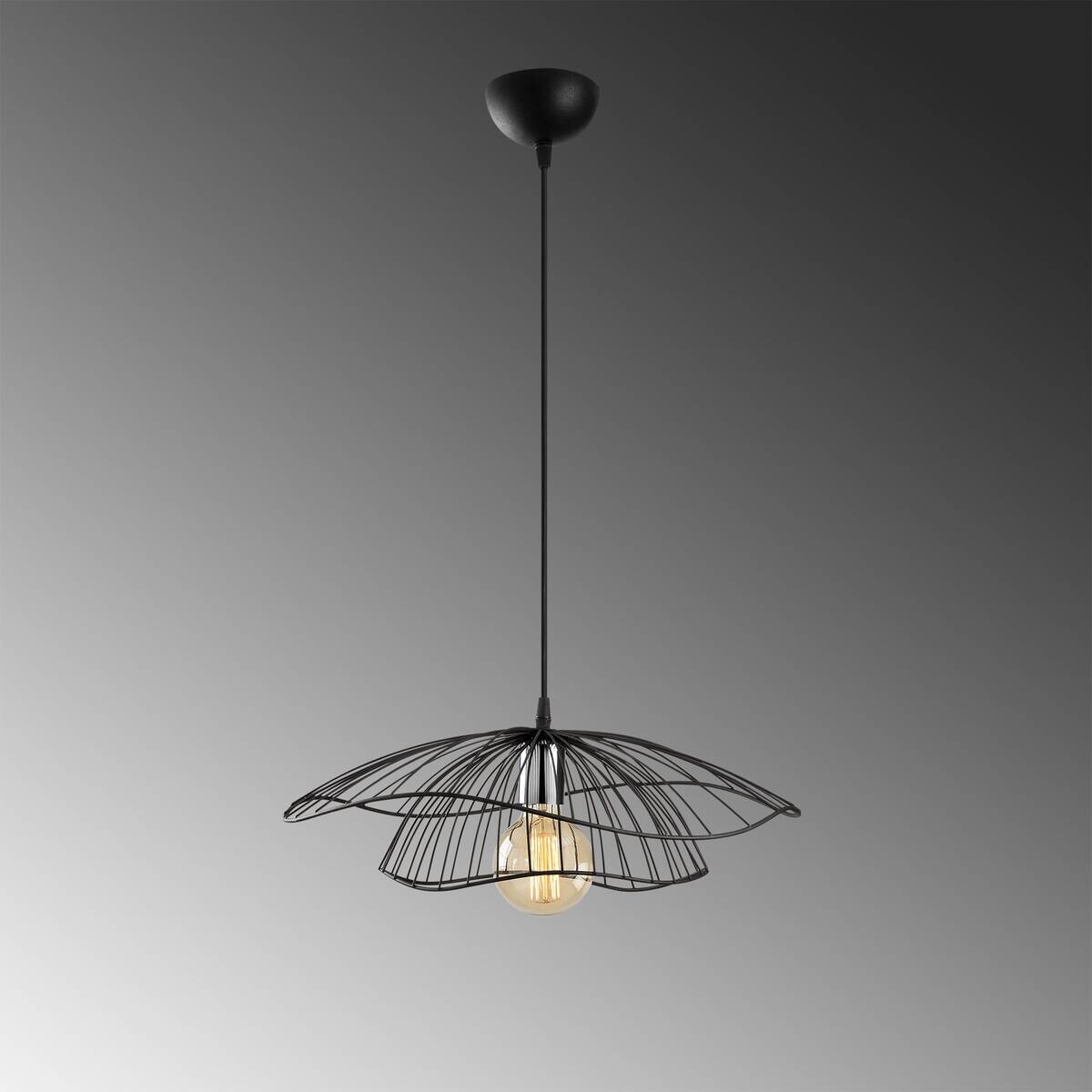 Opviq Pendelleuchte Tel schwarz Metall B/H/T/L/D: ca. 50x111x50x50x50 cm E27 1 Brennstellen