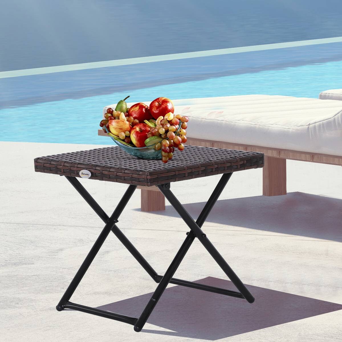 Outsunny Gartentisch braun Metall B/H/L: ca. 40x40x40 cm