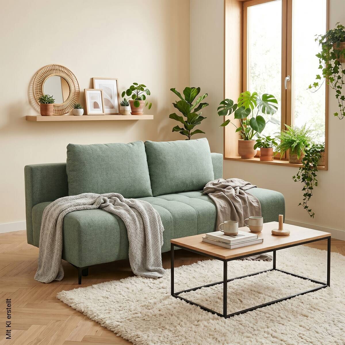 Schlafsofa Alicante salbei Webstoff B/H/T: ca. 195x88x95 cm