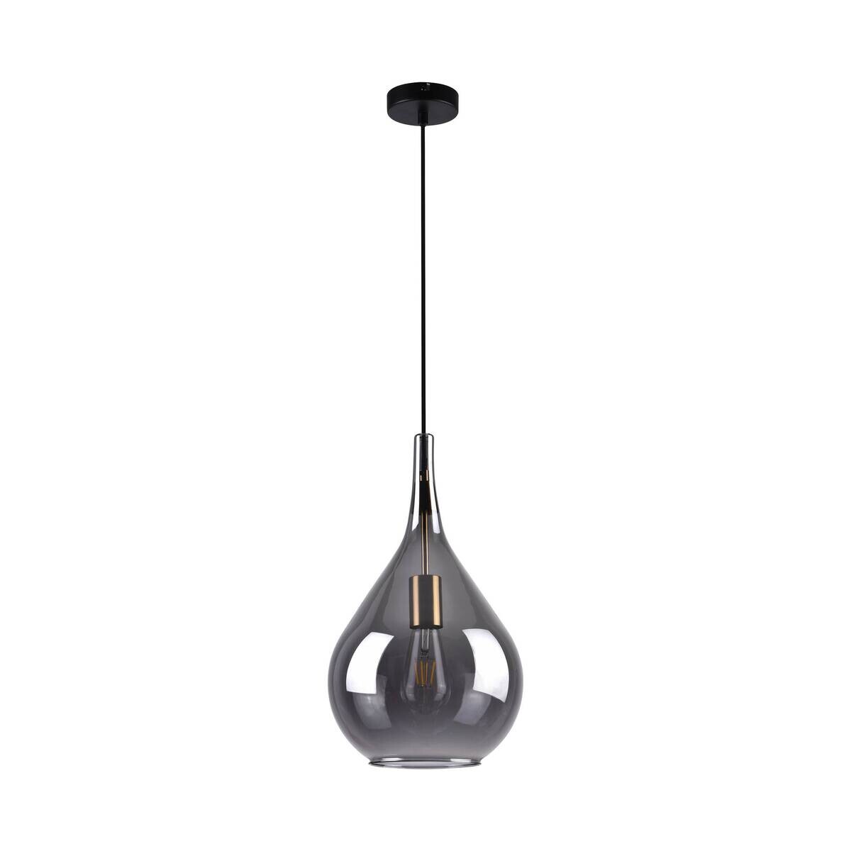 Näve Leuchten Pendelleuchte schwarz Metall Glas B/H/T/D: ca. 25x150x25x25 cm E27 1 Brennstellen