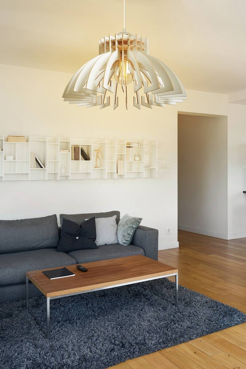 Opviq Pendelleuchte weiß MDF B/H/T/L/D: ca. 39x55x39x39x39 cm E27 1 Brennstellen