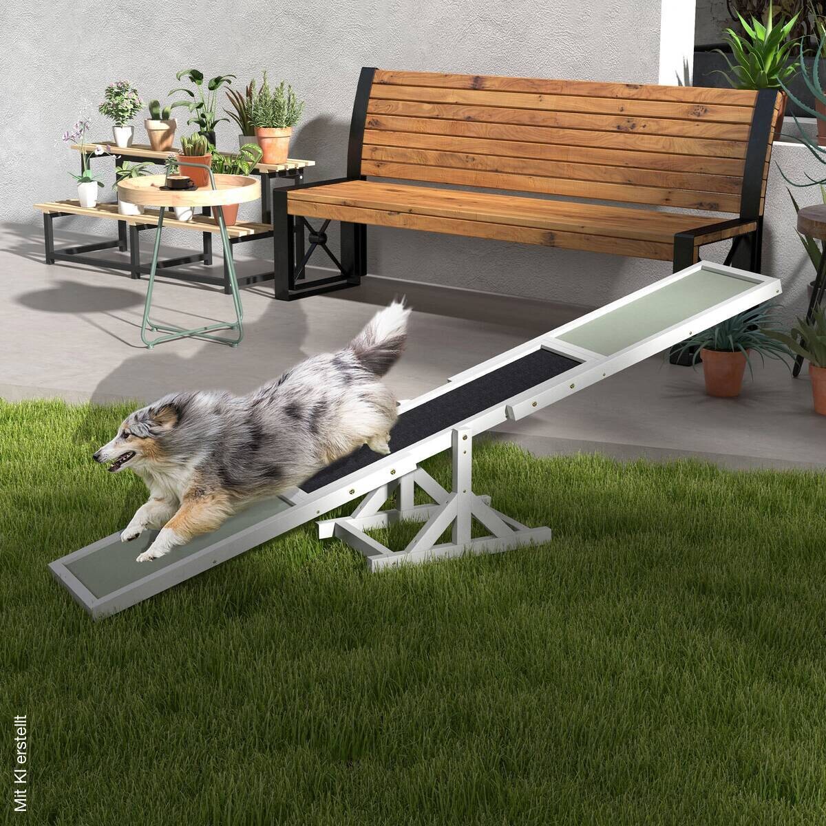 PawHut Hundewippe weiß Holz B/H/L: ca. 30x30x180 cm