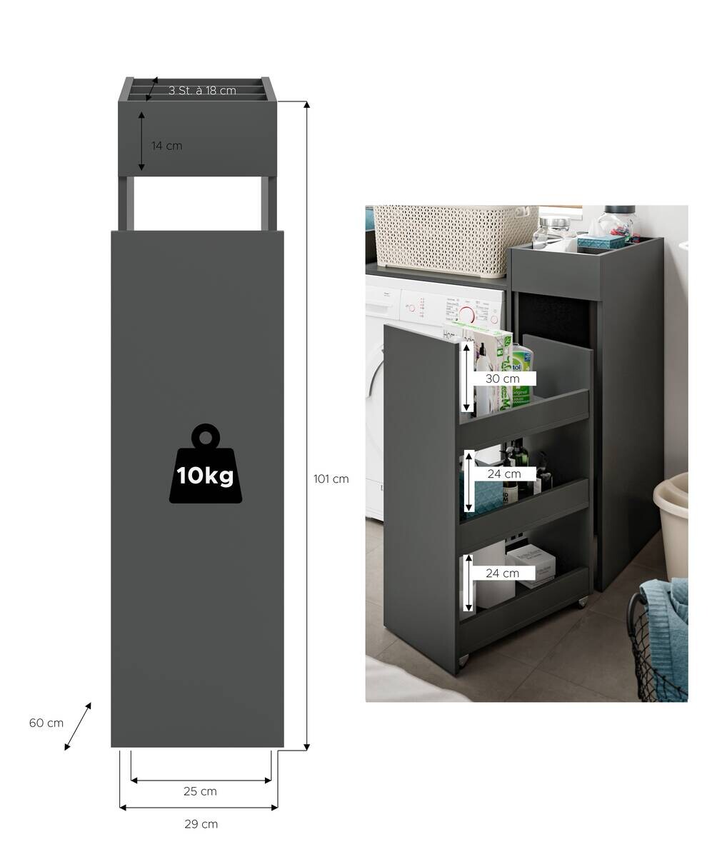Anstellregal Free anthrazit B/H/T: ca. 29x101x60 cm