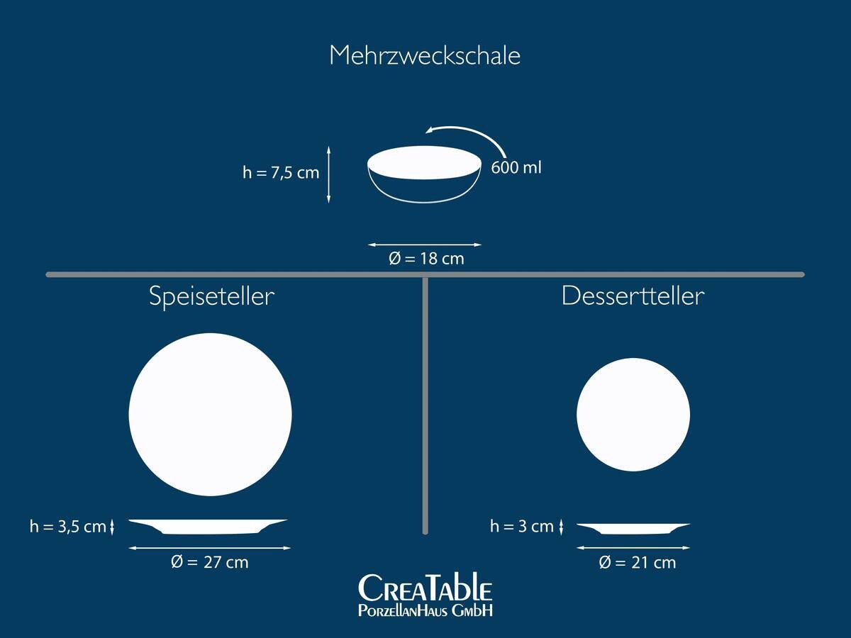 CreaTable Tafelservice Malmö grau Steinzeug 18 tlg.