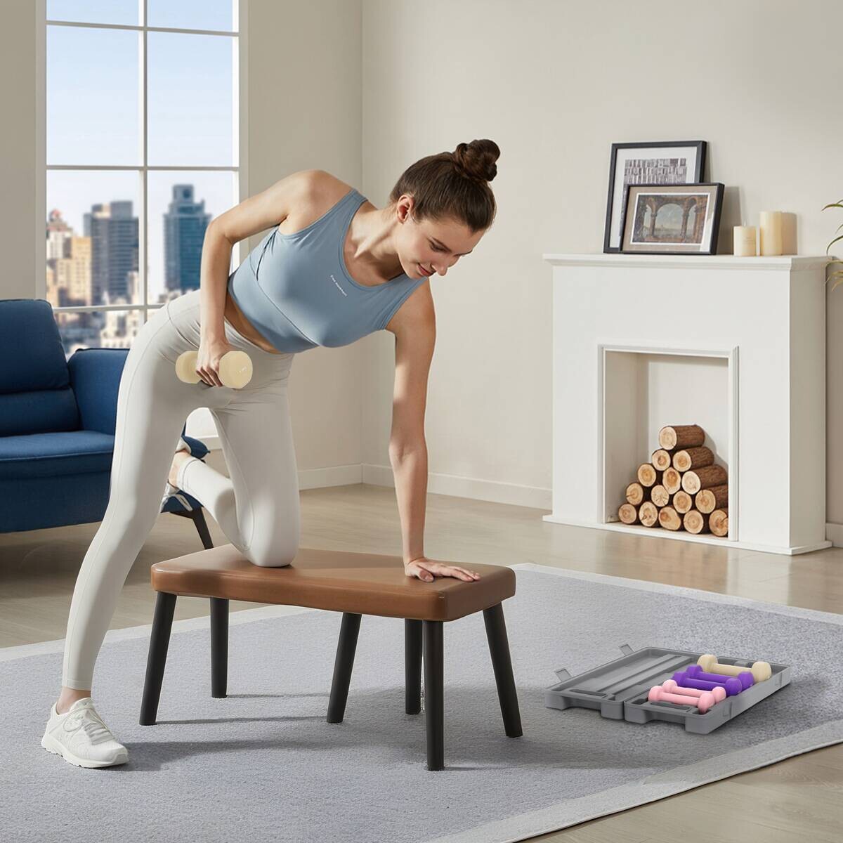 HOMCOM Kurzhanteln kaffee Kunstleder B/H/L: ca. 18x7,5x43 cm