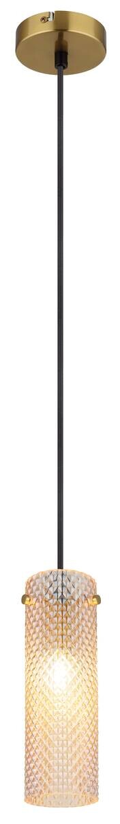 GLOBO Pendelleuchte amber gold Metall Glas H/D: ca. 120x10 cm E14 1 Brennstellen