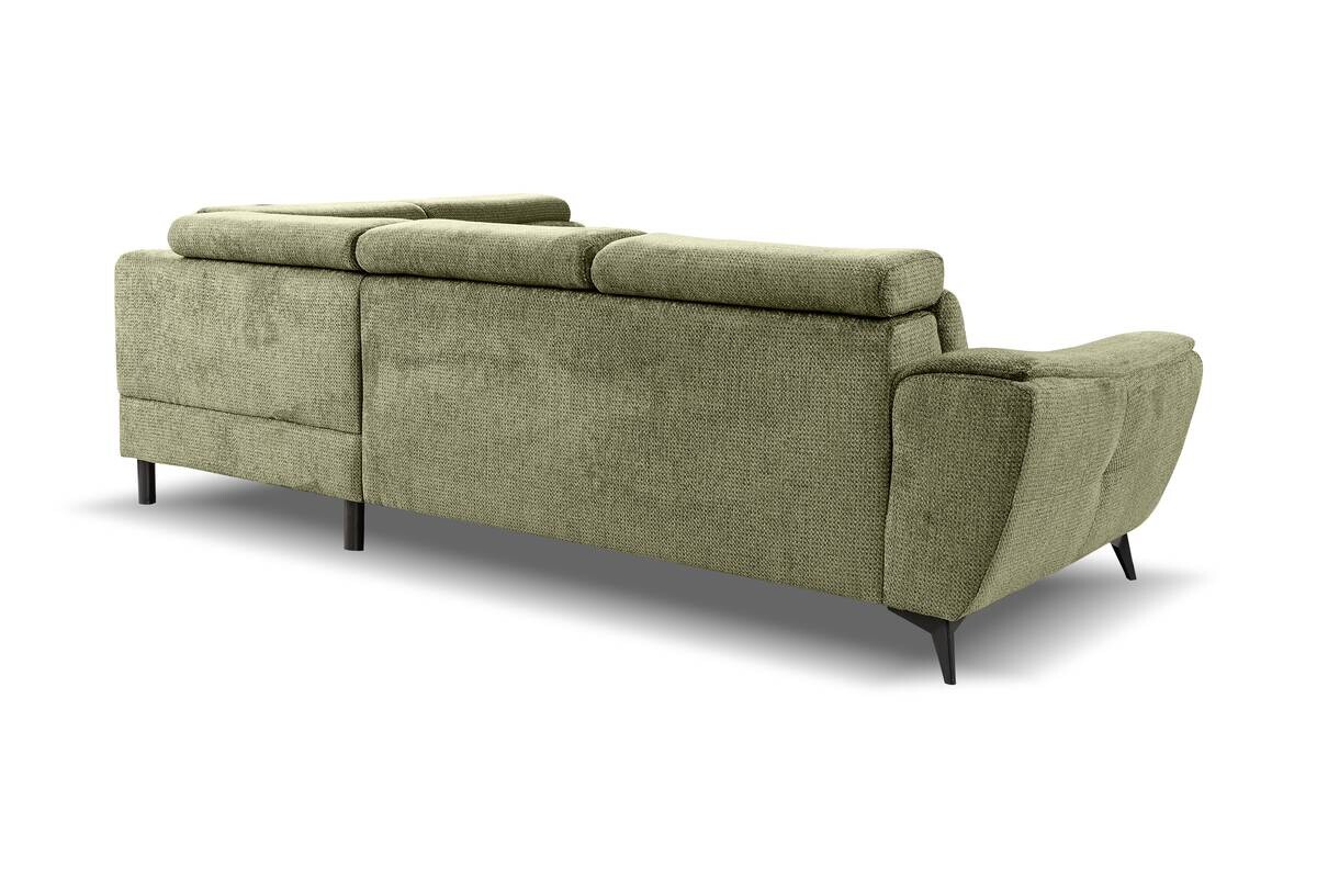 Ecksofa mit Bettfunktion und Bettkasten moosgrün Microfaser B/H/T: ca. 274x82x231 cm