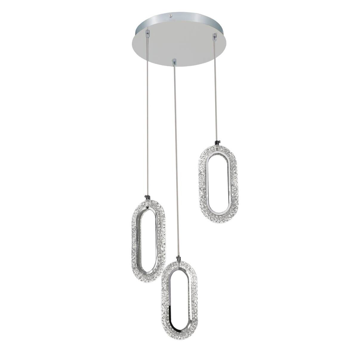 POCOline LED-Pendelleuchte Alfredo Chrom Metall Acryl B/H/L: ca. 30x143x30 cm