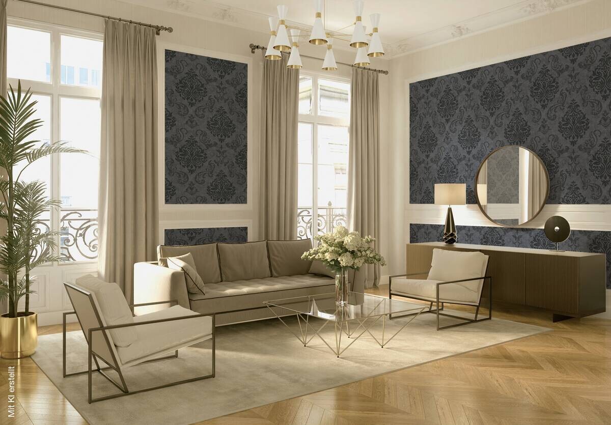 A.S.Creation Vliestapete Memory 3 Barock schwarz B/L: ca. 53x1005 cm