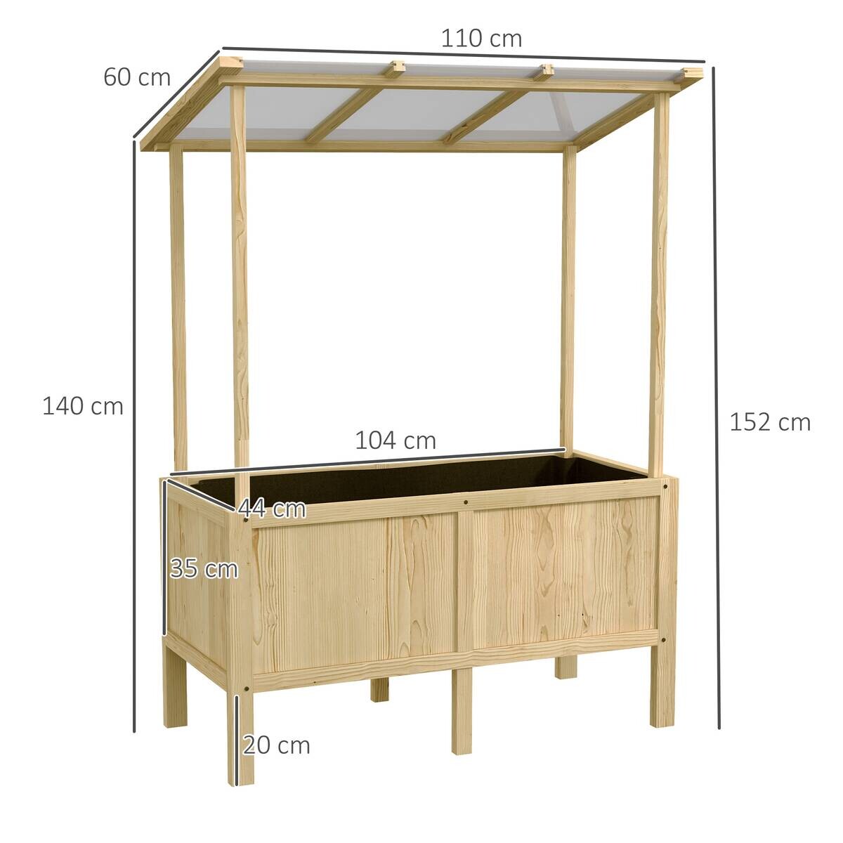 Outsunny Hochbeet natur Edelstahl B/H/L: ca. 60x110x152 cm