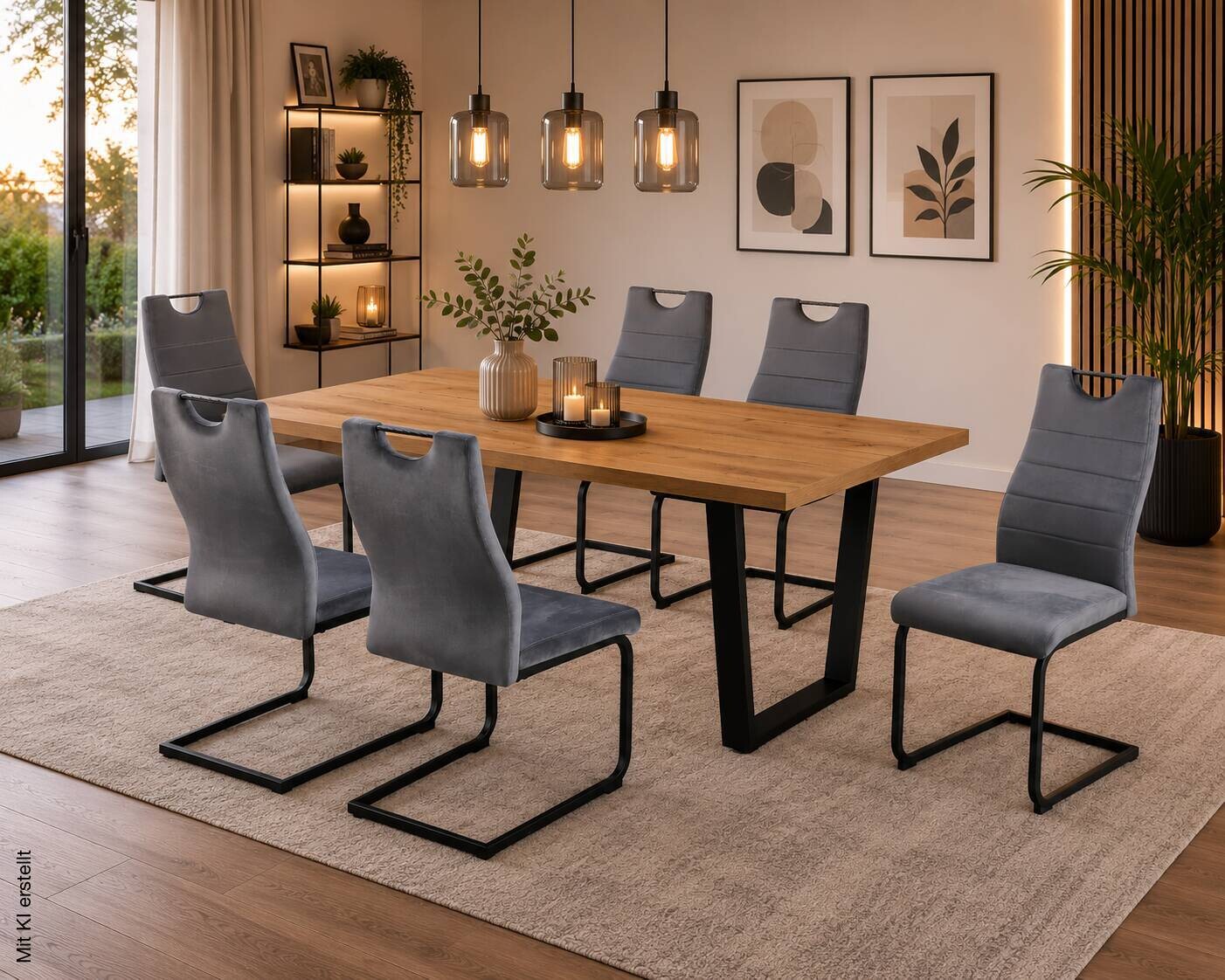 Tischgruppe Miami Eiche Nachbildung grau B/H/T: ca. 160x76x90 cm