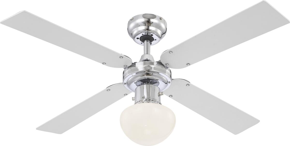 GLOBO Deckenventilator Champion weiß silber Chrom H/D: ca. 41x105 cm max. 60 W