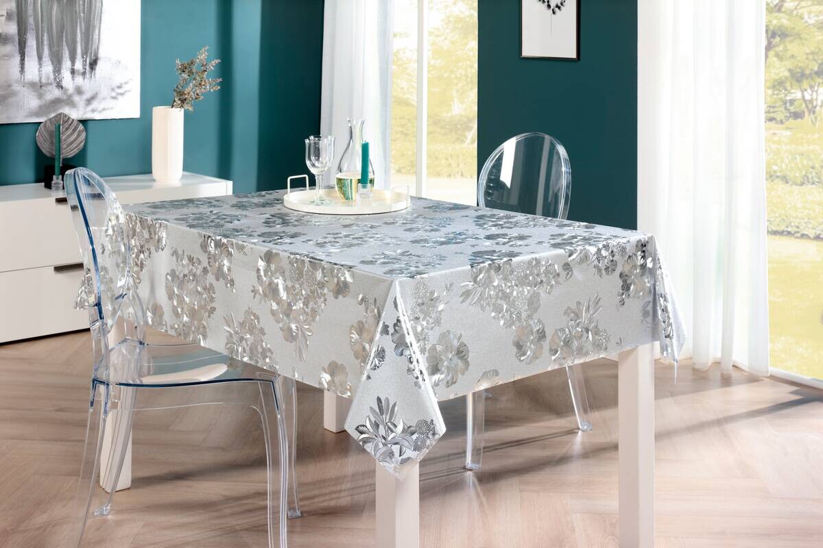 Milano Abwaschbarer Tischbelag Satomi silber B: ca. 140 cm