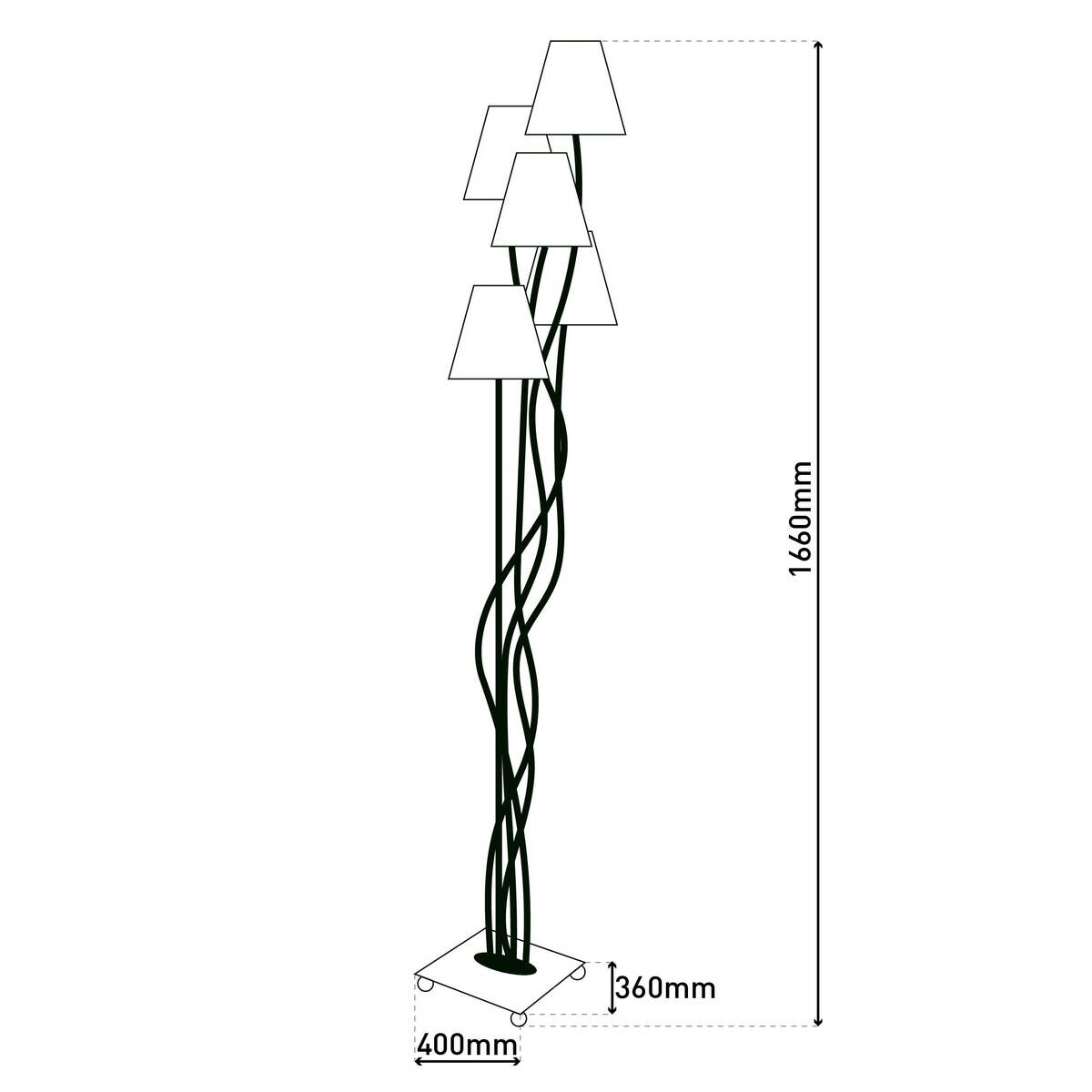 Näve Leuchten Stehlampe 2041261 multicolor Metall Textil B/H/T: ca. 36x166x40 cm 5 Brennstellen
