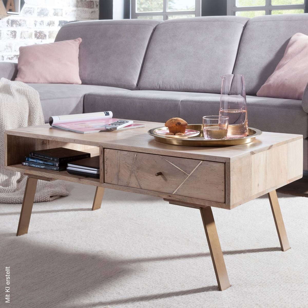 Couchtisch braun B/H/T: ca. 95x42x50 cm