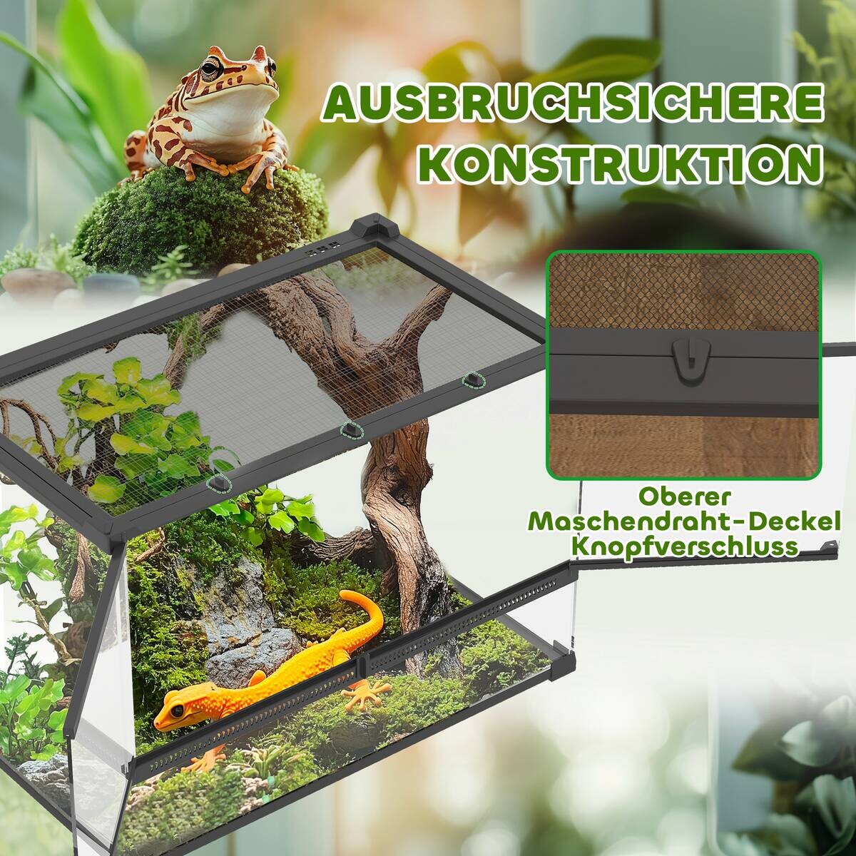 PawHut Terrarium schwarz Stahl B/H/L: ca. 30x35x50 cm