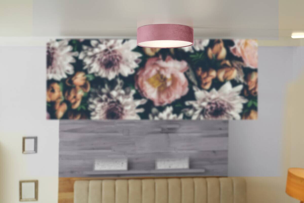 Searchlight Deckenleuchte Drum pink Stahl Samt B/H/L/D: ca. 38x10x38x38 cm E27 2 Brennstellen