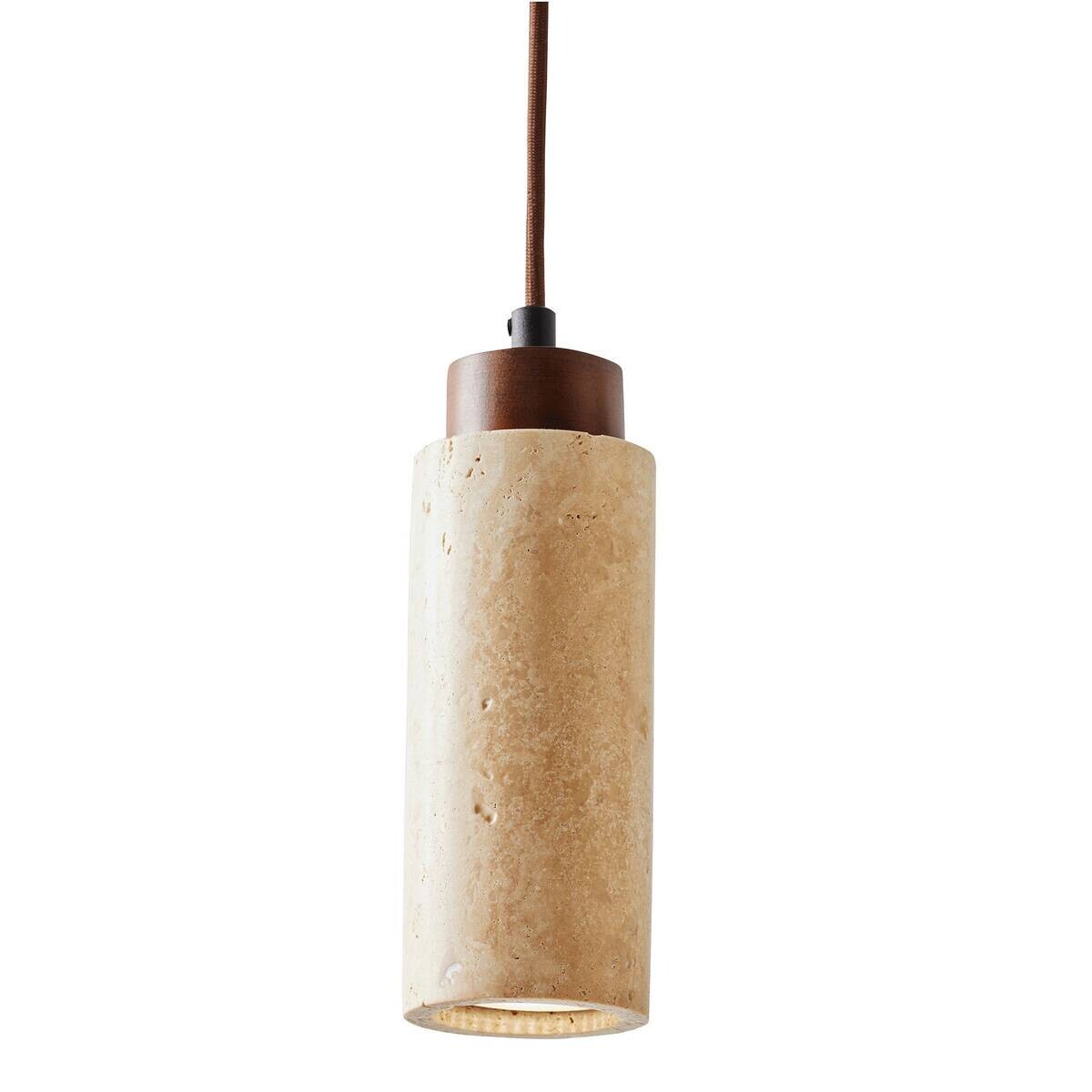 Pendelleuchte beige nussbaum Holz B/H/L/D: ca. 6,5x151x6,5x6,5 cm GU10 1 Brennstellen