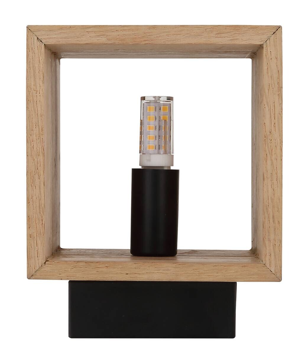 GLOBO Wandleuchte schwarz braun Metall Holz B/H: ca. 11x11 cm G9 1 Brennstellen