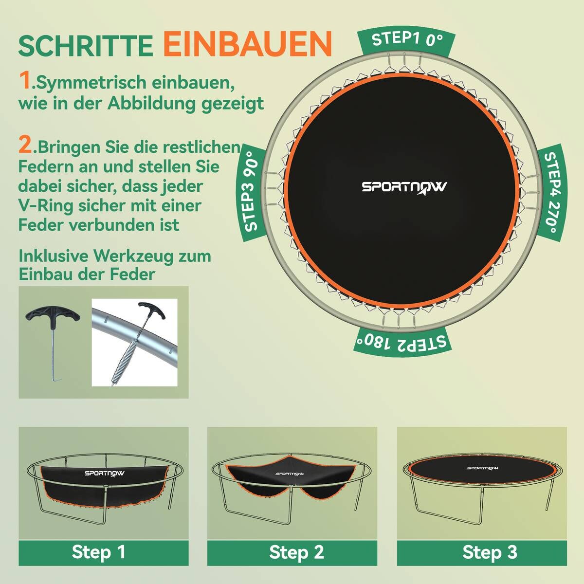 SPORTNOW Trampolin-Sprungtuch orange B/H/L: ca. 323x1x323 cm