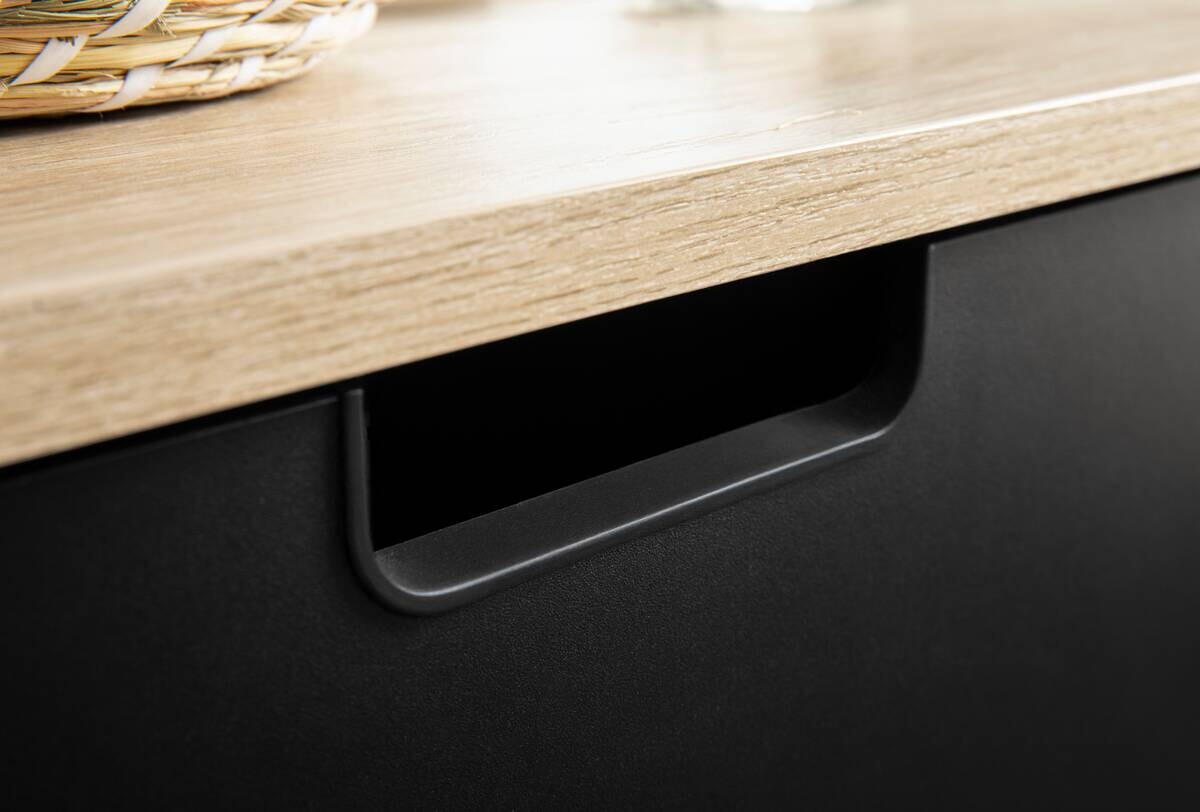 Highboard Emmik schwarz matt Eiche Eiche weiß Nachbildung B/H/T: ca. 59,8x116,9x32,6 cm