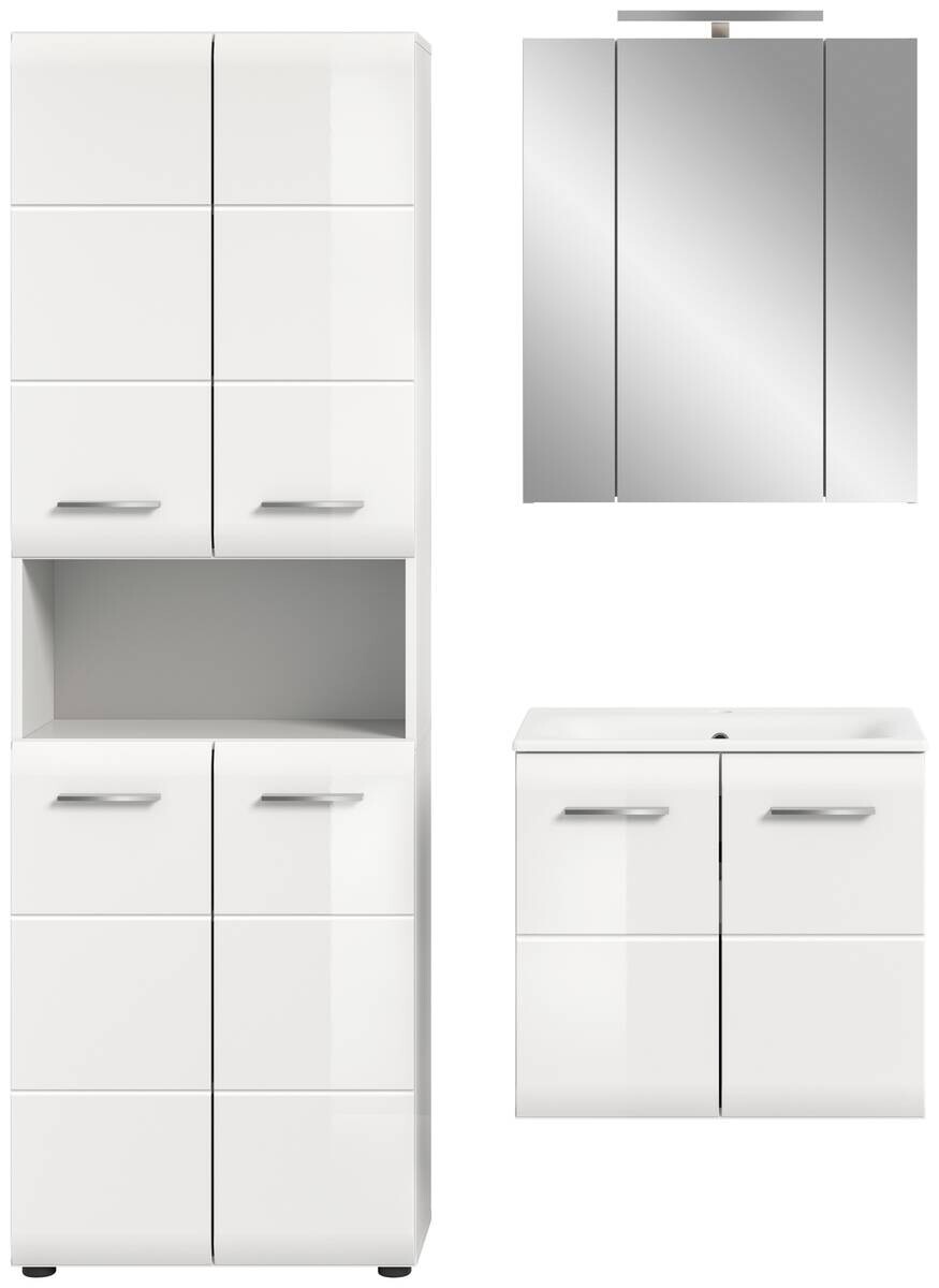 Badezimmer-Set Ice weiß weiß Hochglanz B/H/T: ca. 135x185x46 cm