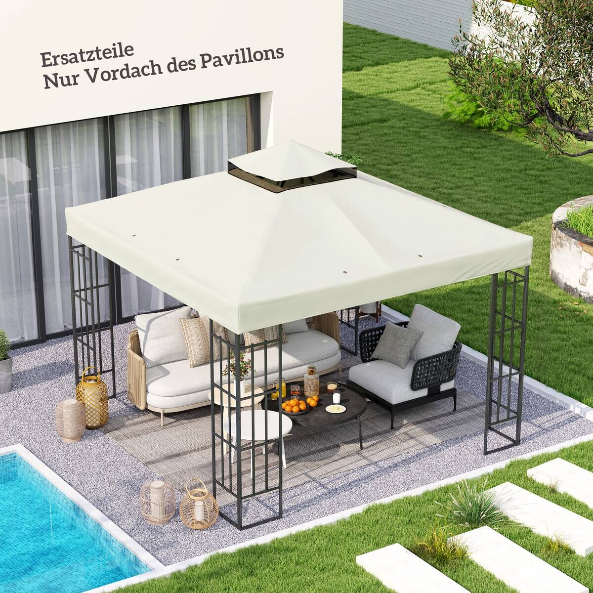 Outsunny Pavillondach hellgrau Polyester B/H/L: ca. 300x1x300 cm
