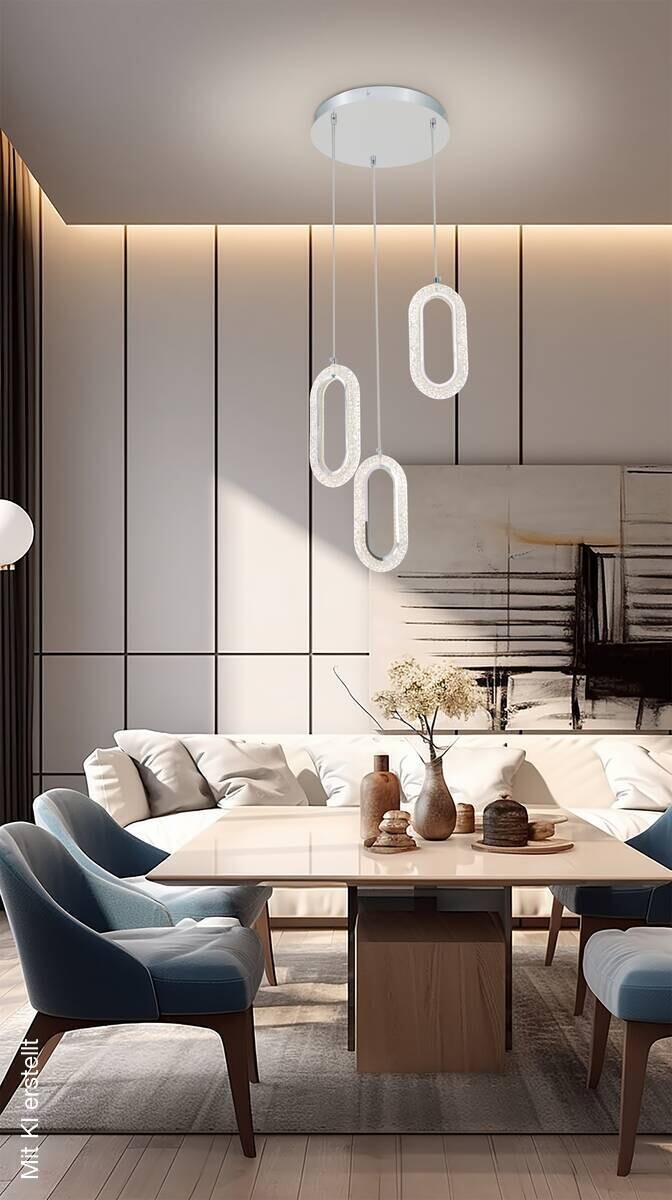 POCOline LED-Pendelleuchte Alfredo Chrom Metall Acryl B/H/L: ca. 30x143x30 cm
