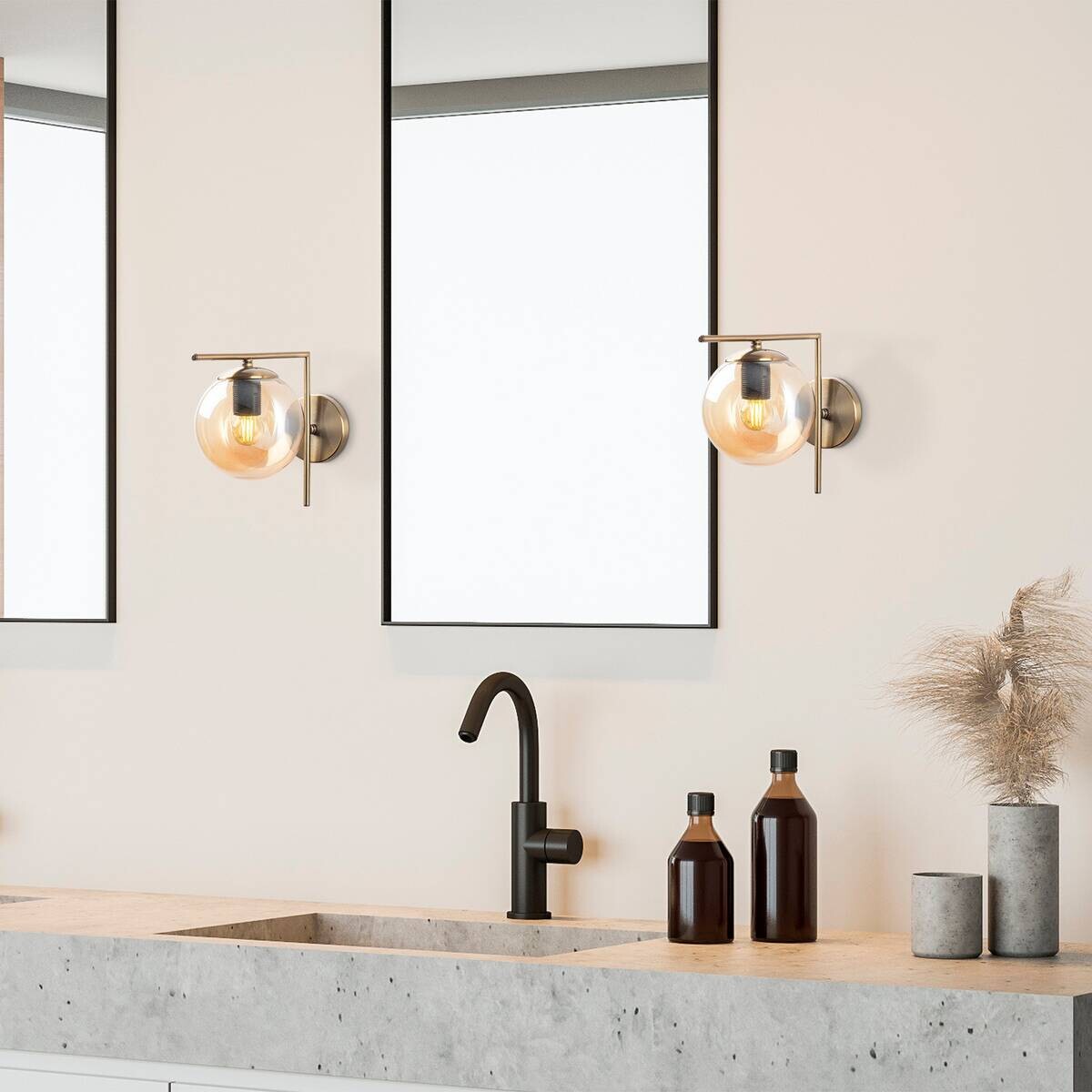 Opviq Wandleuchte Glas Metall B/H/L: ca. 28x23x15 cm E14 1 Brennstellen