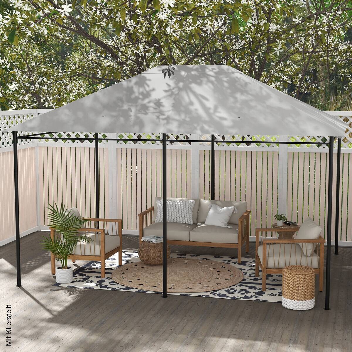 Outsunny Pavillondach hellgrau Polyester B/H/L: ca. 297x1x397 cm