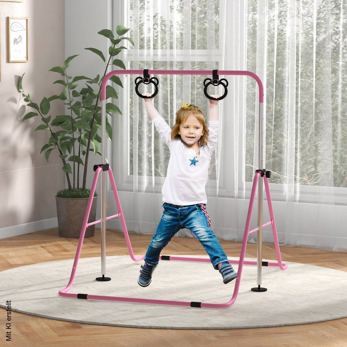 HOMCOM Kinderturnstange rosa B/H/L: ca. 105x128x148 cm