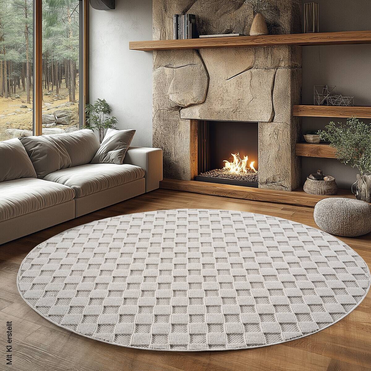 Ayyildiz Kurzflorteppich HELIX creme B/H/L: ca. 80x0,7x80 cm