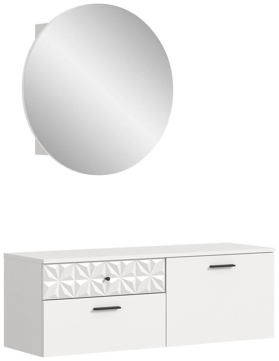 Garderobe Prisma weiß weiß Hochglanz B/H/T: ca. 110x192x34 cm