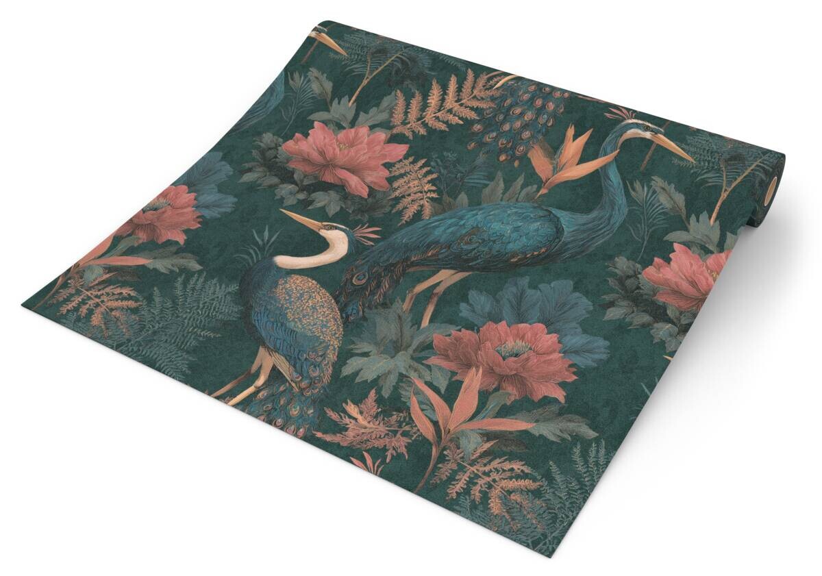 Vliestapete Blumen rot blau B/L: ca. 53x1005 cm