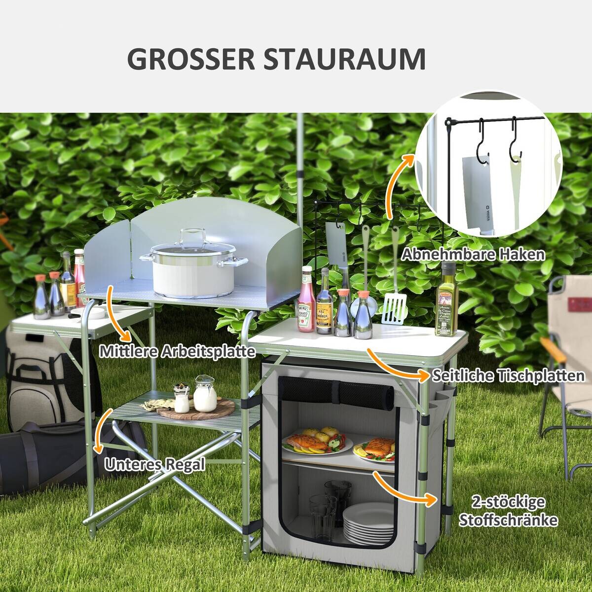 Outsunny Camping Küche B/H/L: ca. 48x119x144 cm