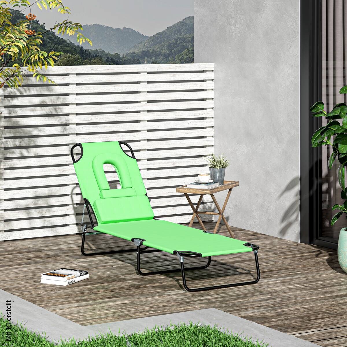 Outsunny Sonnenliege grün Polyester B/H/L: ca. 58x36x187 cm