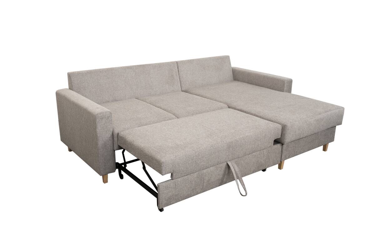 Ecksofa mit Bettfunktion und Bettkasten grau Microfaser B/H/T: ca. 228x92x163 cm
