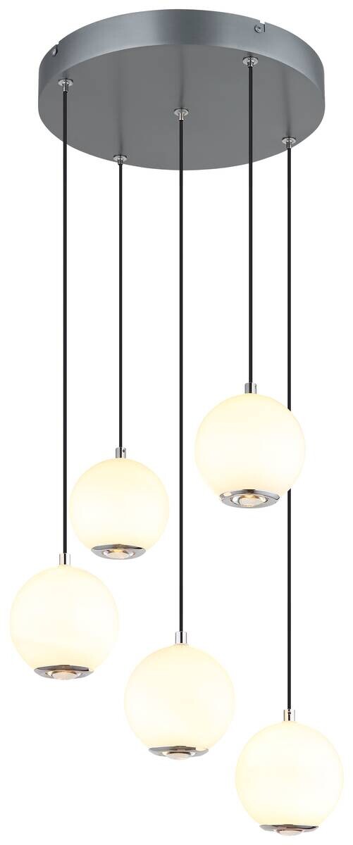 GLOBO Pendelleuchte Opal grau Metall Glas H/D: ca. 150x39 cm 1 Brennstellen